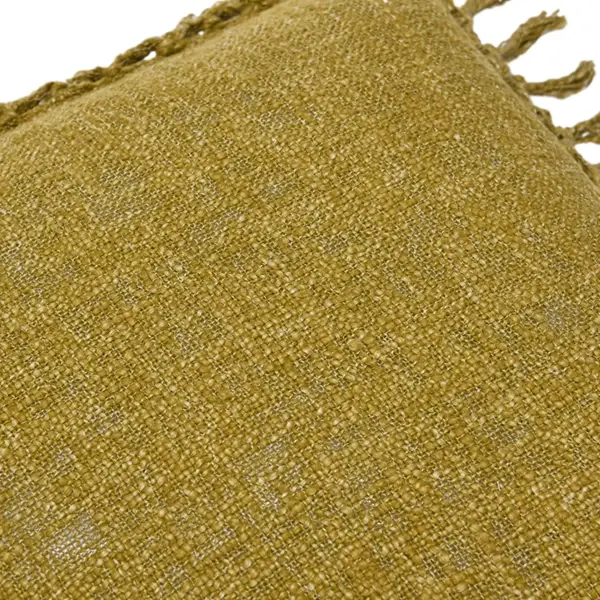 Creative Co Op 20" Cotton Slub Pillow W/ Crochet & Fringe Polyester Fill