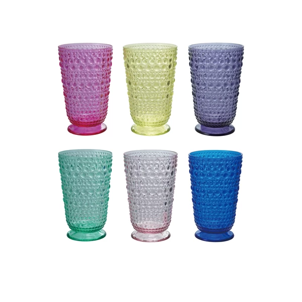creative co op 20 oz. Acrylic Footed Drinking Glass with Raised Dots 6 Colors