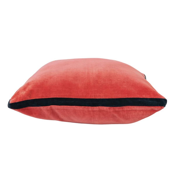 creative co op 20" Square Cotton Velvet Pillow w/ Contrasting Gusset Berry & Navy Color