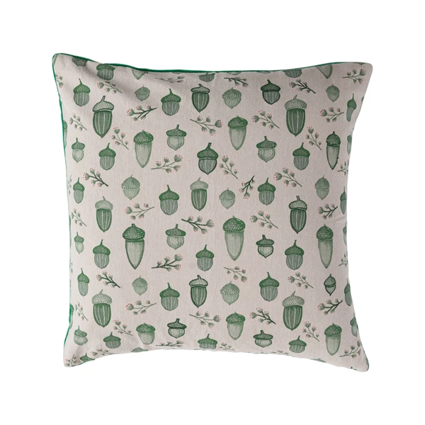 creative co op 20" Square Pillow with Acorn Pattern & Velvet Back ©