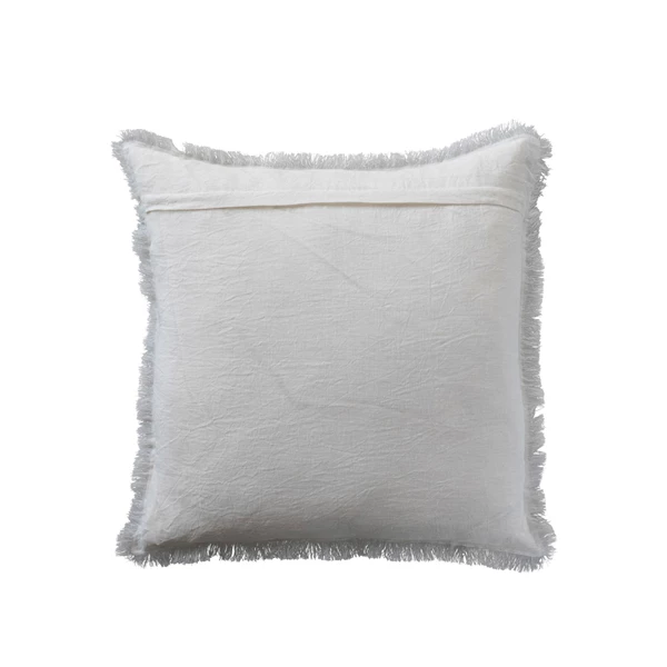 Creative Co Op 20" Square Stonewashed Linen Pillow W/ Fringe