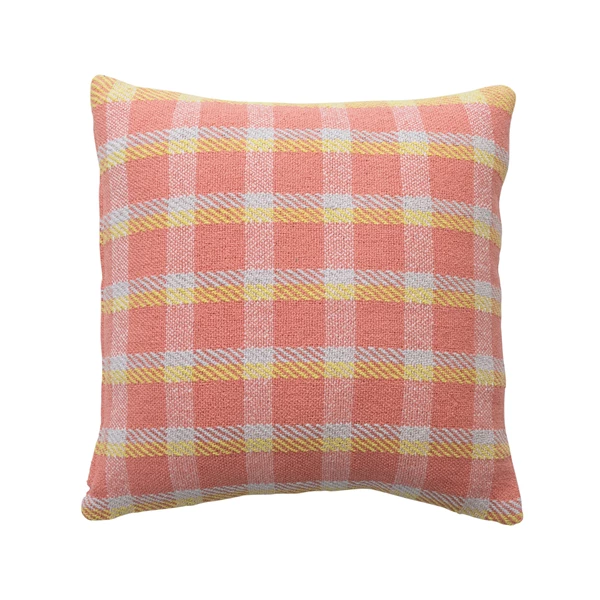 creative co op 20" Square Woven Recycled Cotton Pillow Plaid