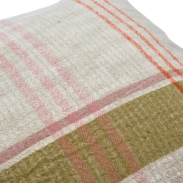 Creative Co Op 20" Woven Cotton & Linen Plaid Pillow Polyester Fill