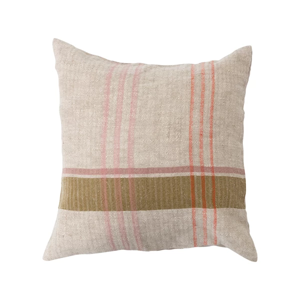 creative co op 20" Woven Cotton & Linen Plaid Pillow Polyester Fill