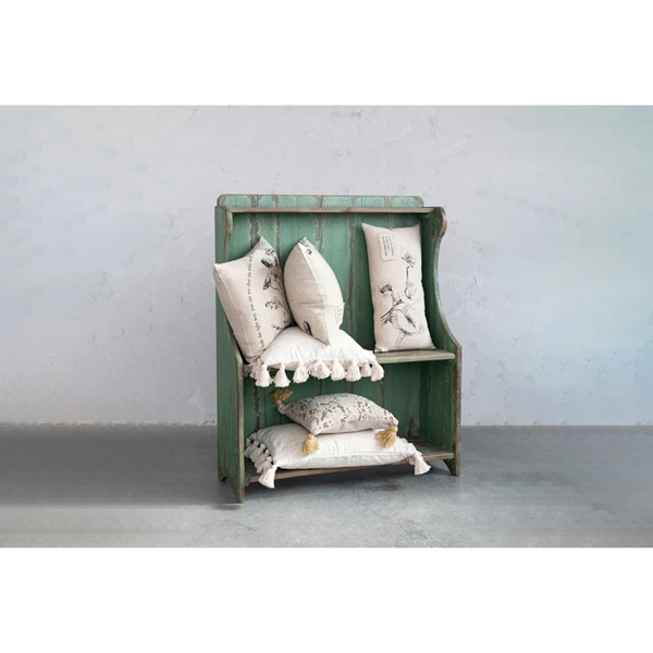 Creative Co Op 24"L X 12"H Linen Blend Printed Lumbar Pillow