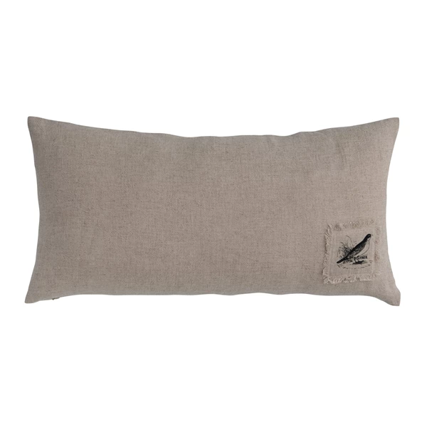 Creative Co Op 24"L X 12"H Linen Blend Printed Lumbar Pillow