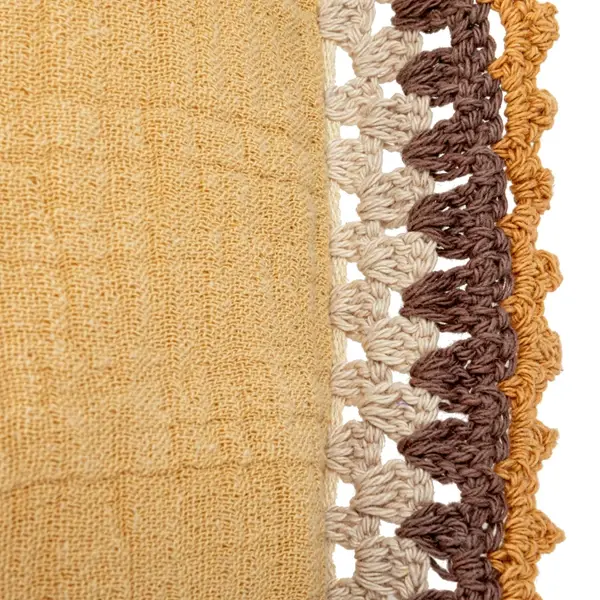 Creative Co Op 24"L X 14"H Cotton Lumbar Pillow W/ Crocheted Edge