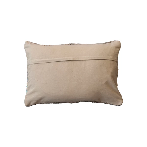 Creative Co Op 24"L X 16"H Hand-Woven Jute & Cotton Chindi Lumbar Pillow (Each One Will Vary)