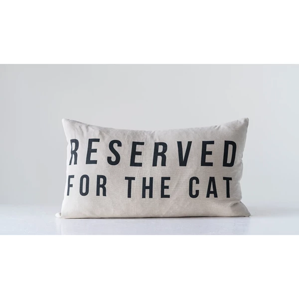 Creative Co Op 24" X 14" Reserved For The Cat Cotton Lumbar Pillow