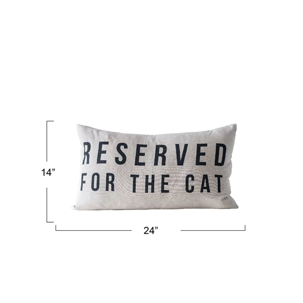 Creative Co Op 24" X 14" Reserved For The Cat Cotton Lumbar Pillow