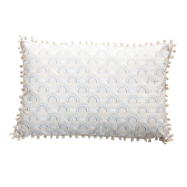 Creative Co Op 26" X 14" Explore Have Cotton Lumbar Pillow With Pom Poms