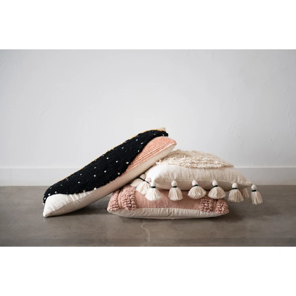 Creative Co Op 28" X 16" Cotton Lumbar Pillow With Sequins