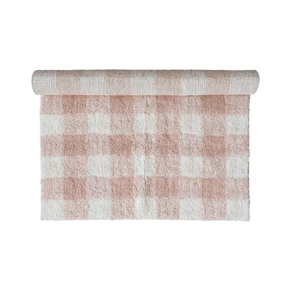Creative Co Op 3' X 5' Cotton Tufted Rug Blush & Cream Color Plaid