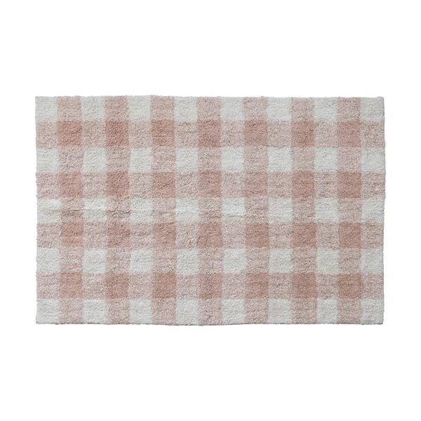 creative co op 3' x 5' Cotton Tufted Rug Blush & Cream Color Plaid