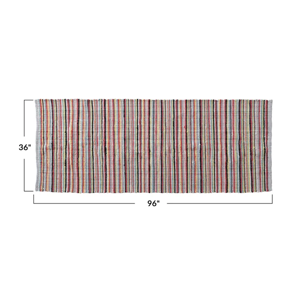 Creative Co Op 3' X 8' Woven Cotton Blend Floor Runner W/ Stripes