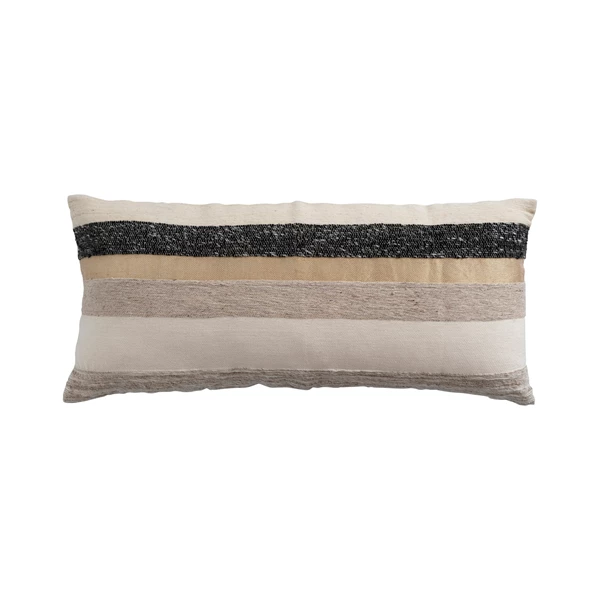 creative co op 36" x 16" Woven Wool Blend Lumbar Pillow with Gold Metallic Thread & Stripes