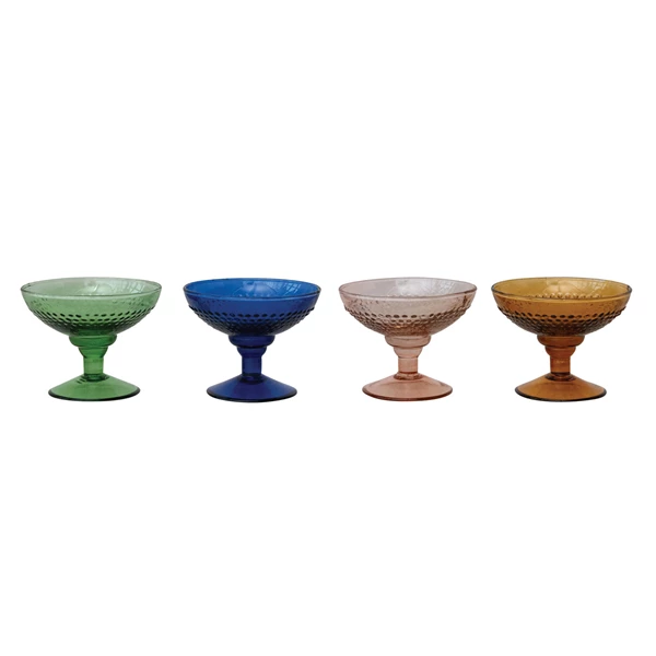 creative co op 4 oz. Embossed Stemmed Coupe Glass 4 Colors