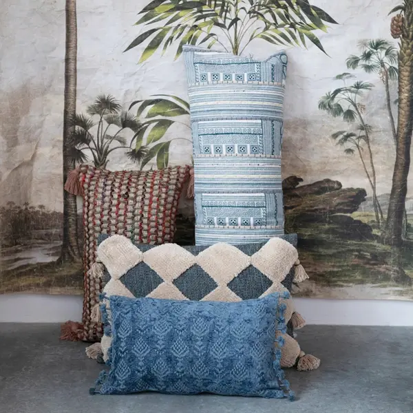 Creative Co Op 40" X 14" Cotton Printed Oversized Lumbar Pillow With Embroidery