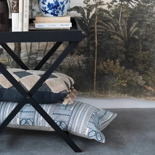 Creative Co Op 40" X 14" Cotton Printed Oversized Lumbar Pillow With Embroidery