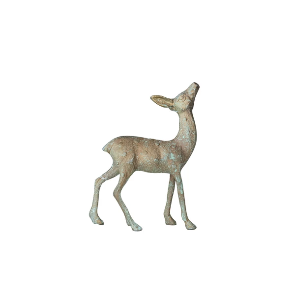 creative co op 5"L x 2-1/2"W x 7"H Cast Aluminum Deer Gold Verdigris Finish