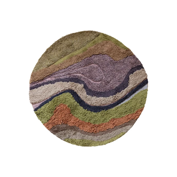creative co op 5' Round Wool & Cotton Tufted Rug w/ Abstract Design & Varying Pile Height