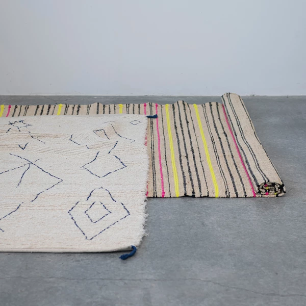 Creative Co Op 5' X 7' Woven Jute & Cotton Blend Rug W/ Stripes Multi Color