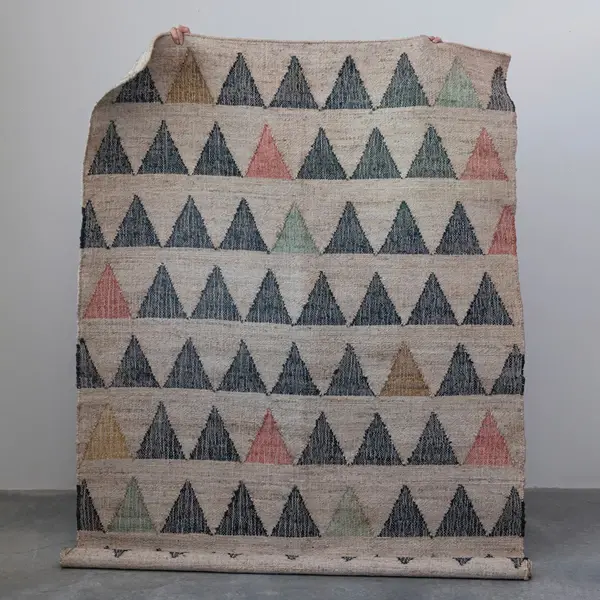 Creative Co Op 5' X 8' Woven Jute & Cotton Rug W/ Geometric Pattern Multi Color