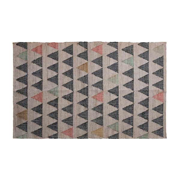 creative co op 5' x 8' Woven Jute & Cotton Rug w/ Geometric Pattern Multi Color