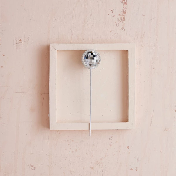 Creative Co Op 6"H Foam & Mirrored Glass Mosaic Ball Plant Pick Silver Finish