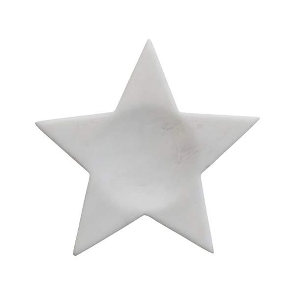 creative co op 6"L x 6"W Marble Star Shaped Spoon Rest White