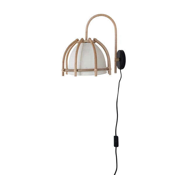 Creative Co Op 6-Rattan Wall Sconce With Cotton Shade And Inline Switch