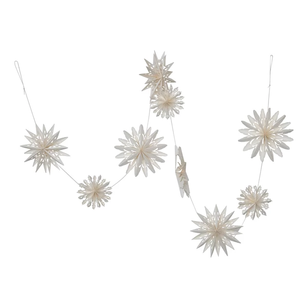 Creative Co Op 72"L Snowflake Garland In Kraft Box White