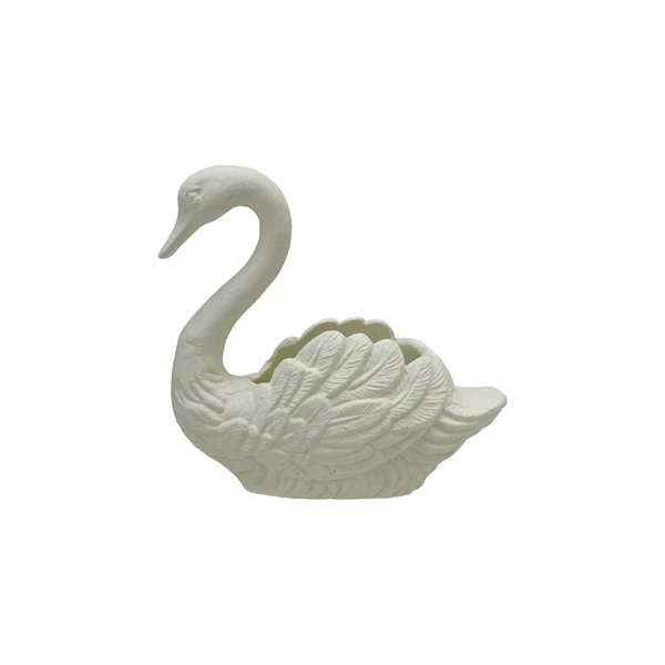 creative co op 8"L x 3-1/2"W x 7-1/4"H Cast Iron Swan Container Antique White