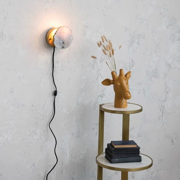 Creative Co Op Agate & Metal Wall Lamp W/ Inline Switch (Each One Will Vary)