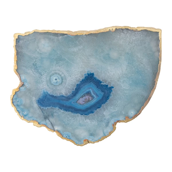 creative co op Agate Slab w/ Gold Electroplated Edge Blue (Each One Will Vary)