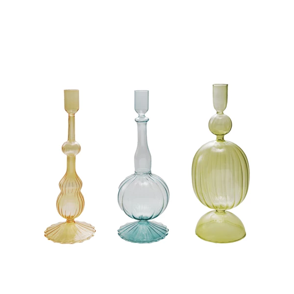 creative co op Approximately 10"H Glass Ribbed Taper Holder 3 Styles