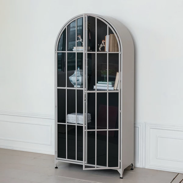 Creative Co Op Arched Metal Cabinet W/ 2 Glass Doors & 3 Shelves