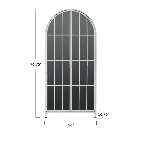 Creative Co Op Arched Metal Cabinet W/ 2 Glass Doors & 3 Shelves