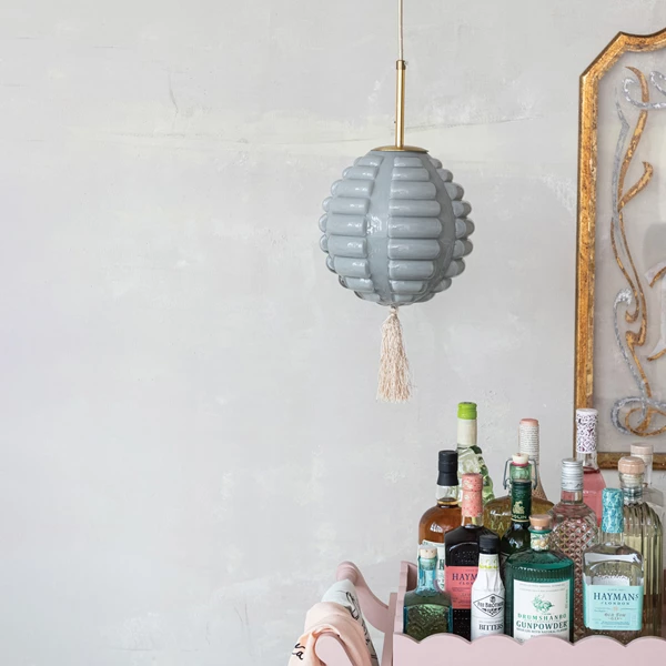 Creative Co Op Art Glass Vintage Reproduction Pendant Lamp With Tassel 8' Cord