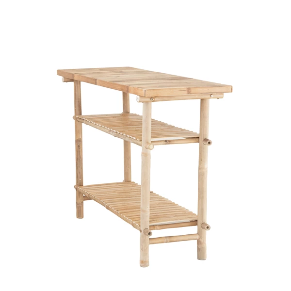 Creative Co Op Bamboo Slatted Table W/ 2 Shelves Natural KD