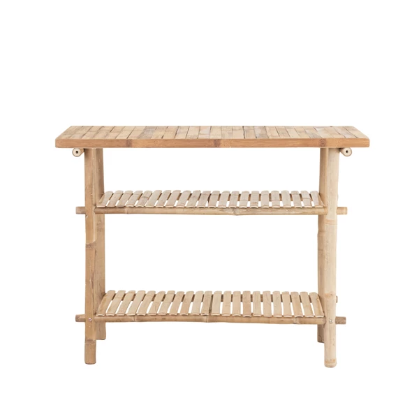 creative co op Bamboo Slatted Table w/ 2 Shelves Natural KD