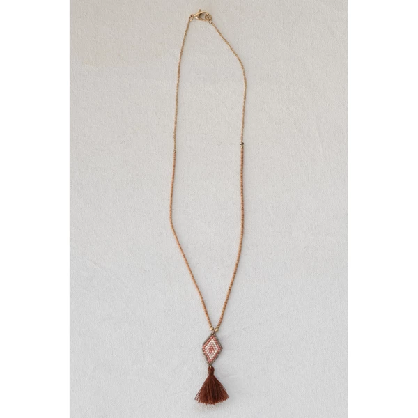 Creative Co Op Bead Jean Necklace With Tassel And 3" Extender