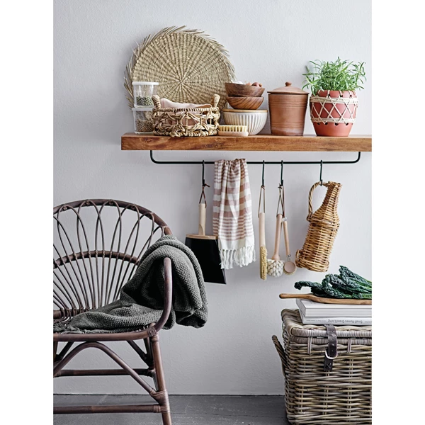 Creative Co Op Beech Wood Dish Brush With Leather Strap