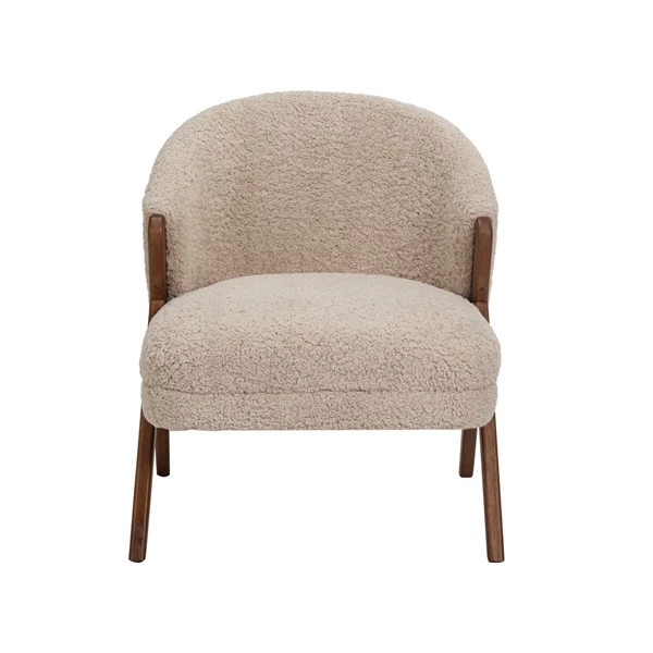 creative co op Bouclé Fabric Upholstered Chair w/ Rubberwood Legs