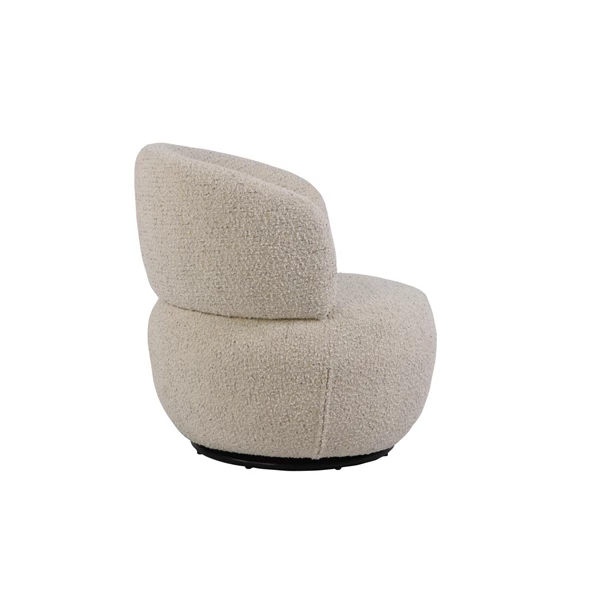 Creative Co Op Bouclé Fabric Upholstered Swivel Chair Cream Color