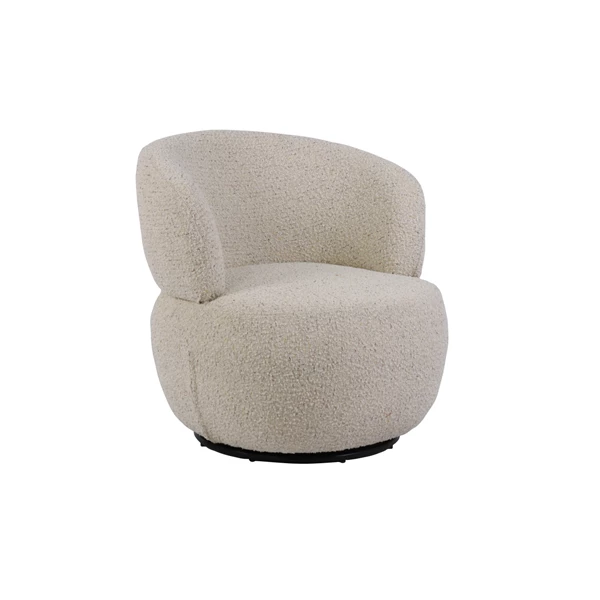 Creative Co Op Bouclé Fabric Upholstered Swivel Chair Cream Color