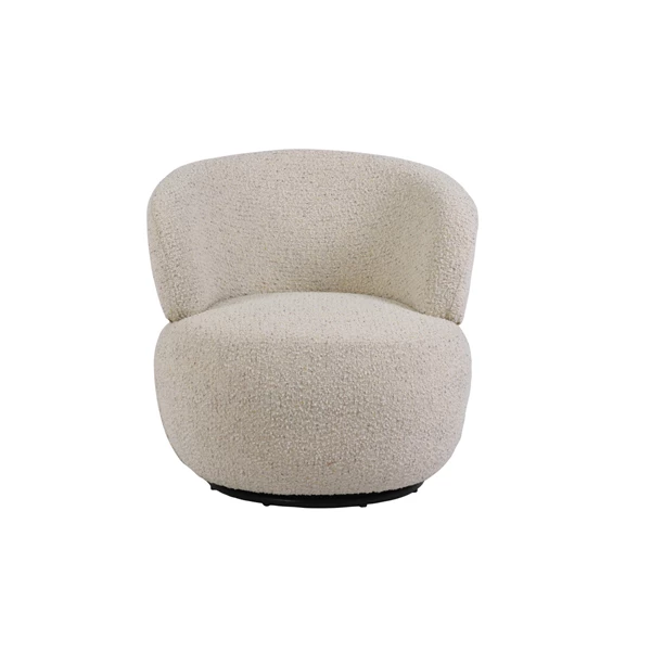 creative co op Bouclé Fabric Upholstered Swivel Chair Cream Color