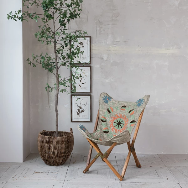 Creative Co Op Butterfly Chair With Double Sided Cover & Suzani Pattern KD