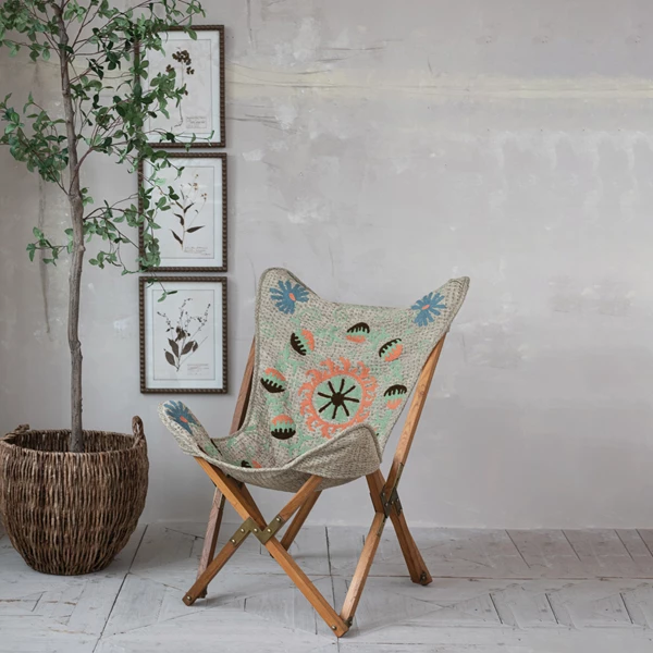 Creative Co Op Butterfly Chair With Double Sided Cover & Suzani Pattern KD