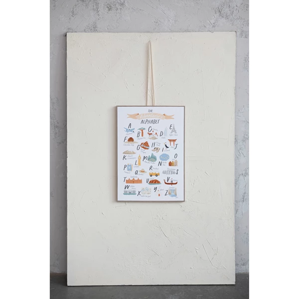 Creative Co Op Canvas Framed Wall Décor W/ Alphabet & Corresponding Images